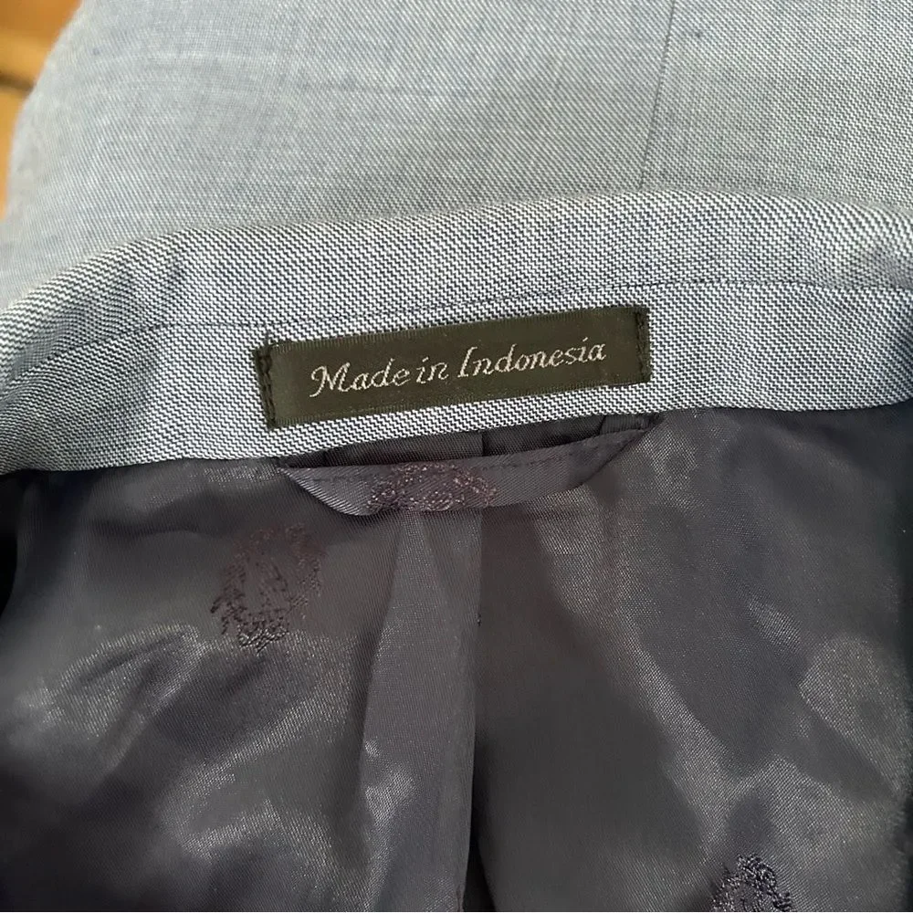 Lauren Ralph Lauren Blue Wool Blend Single Breasted Blazer Size 50R